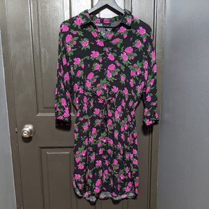 Who What Wear Black and Pink Floral Dress